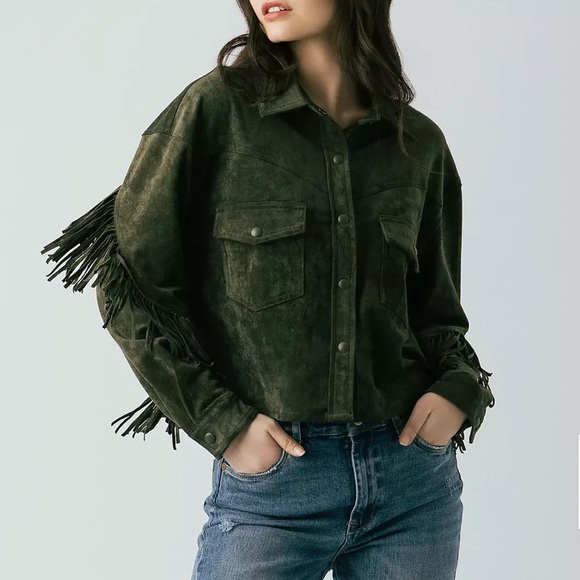 BLANKNYC Kale Chips Fringe Faux Suede Jacket - Picture 1 of 4